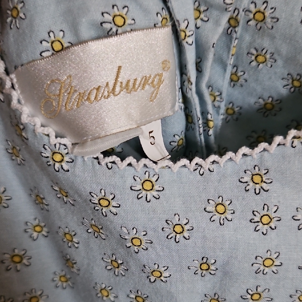 Strasburg Light Blue Floral Daisy Kids Dress - Picture 2 of 9